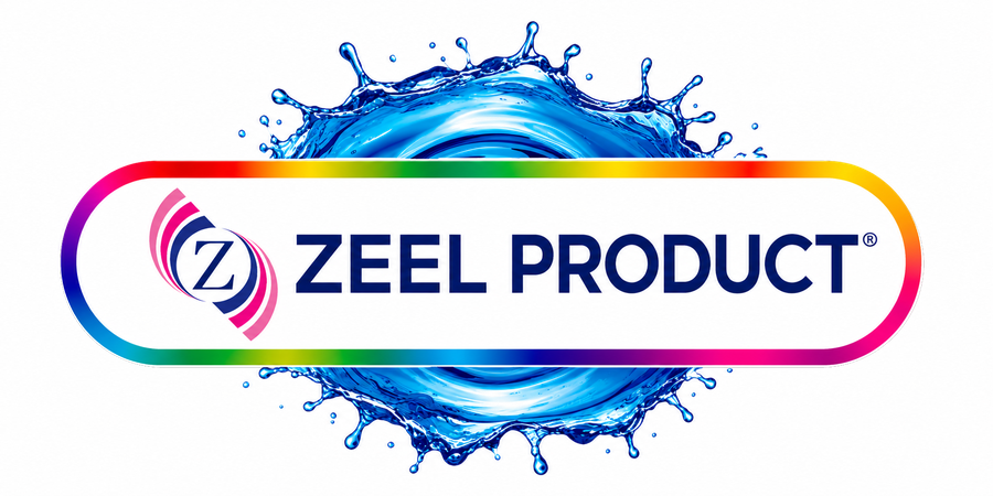 ZEEL PRODUCT registered logo with water splash